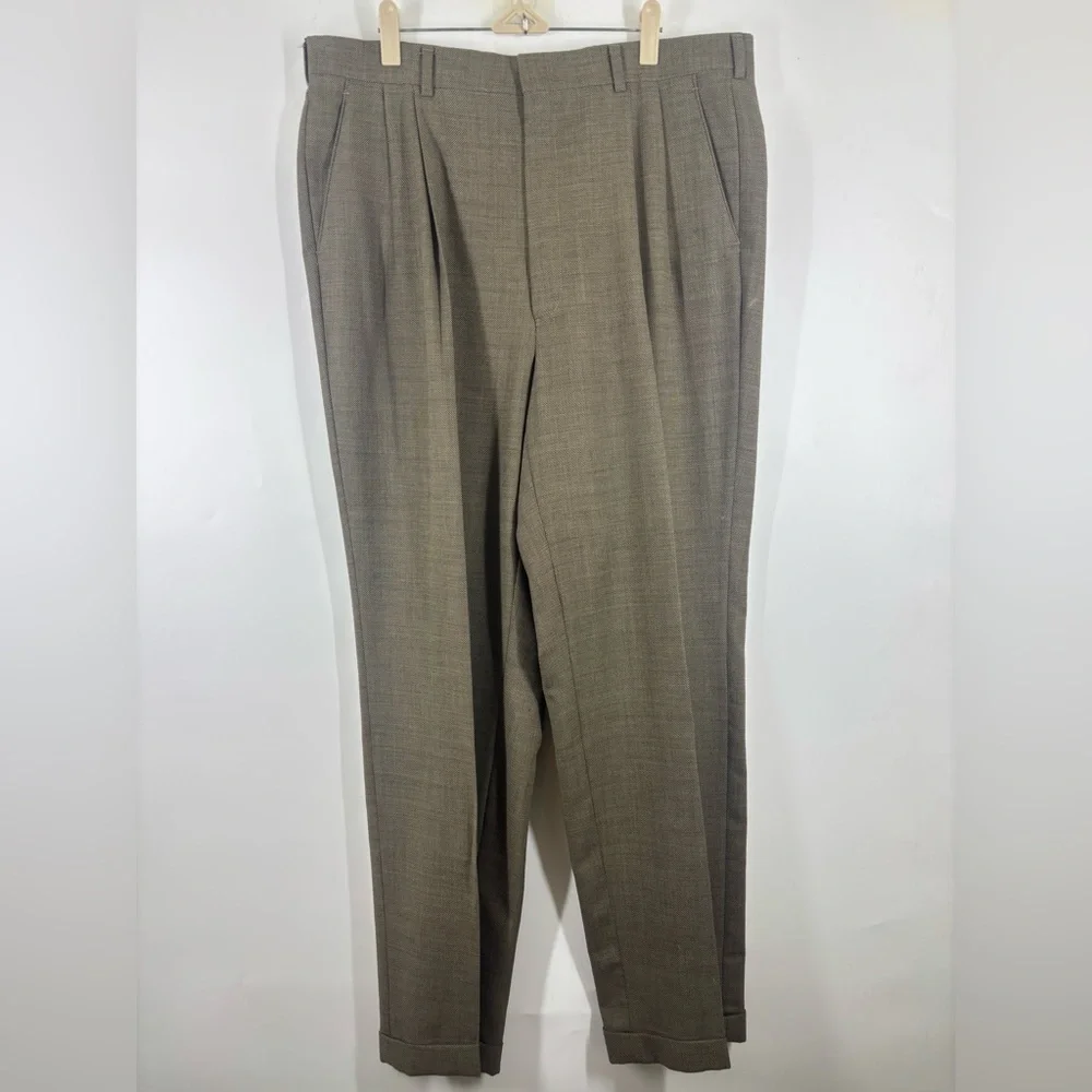 Vintage Brooks‎ Brothers Wool Two-Button Suit Brown Black L